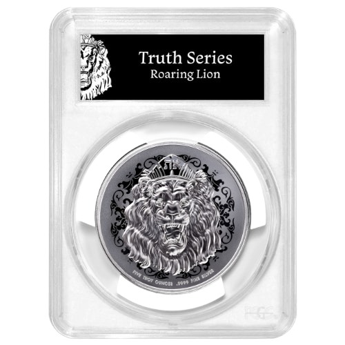2026 PCGS MS-70 First Strike 5 oz Roaring Lion High Relief Silver Coin