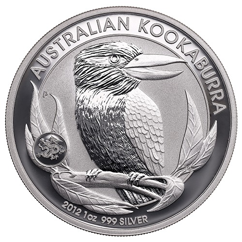 2012 1 oz Australian Kookaburra Silver Coin with Dragon Privy Mark