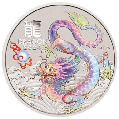 2024 1 oz White Colored Dragon Silver Coin