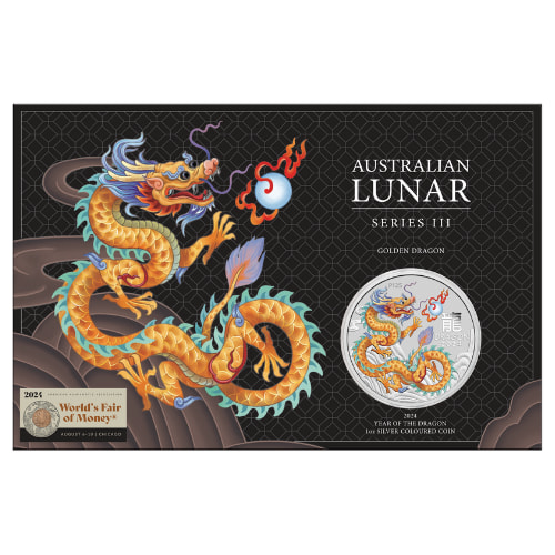 2024 1 oz Golden Colored Dragon Silver Coin - In Card