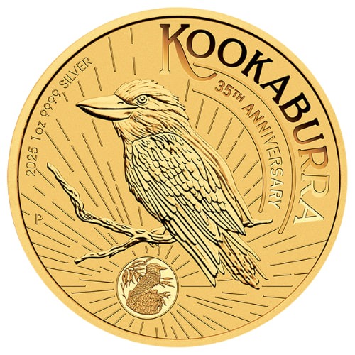 2025 1 oz Australian Kookaburra Gold-Plated Silver Coin