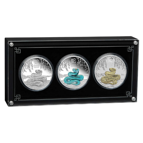 2025 3 x 1 oz Year of the Snake Silver Coin Trio - Lunar Series III