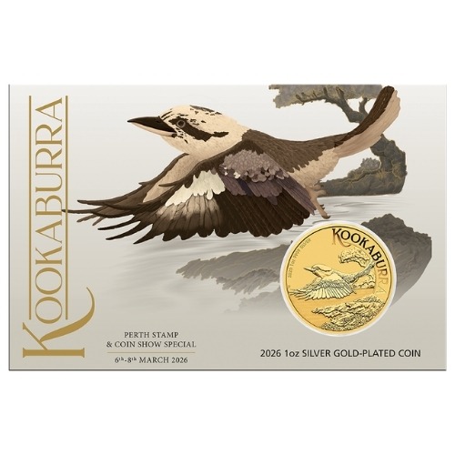 2026 1 oz Australian Silver Gold-Plated Kookaburra Coin BU