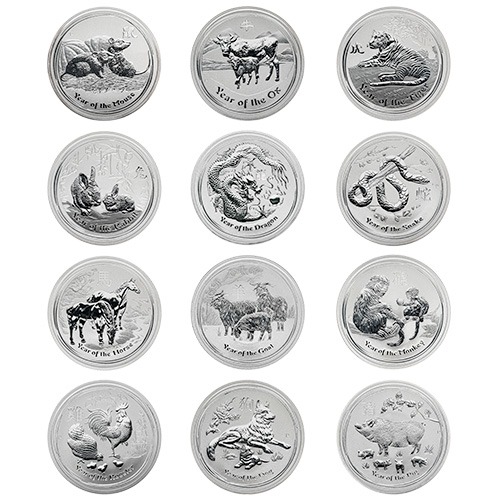 1/2 oz Australian Lunar Series II Silver 12 Coin Set
