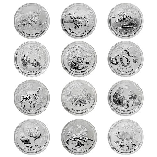 1 oz Australian Lunar Series II Silver 12 Coin Set