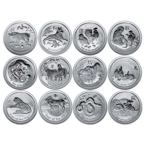 2 oz Australian Lunar Series II Silver 12 Coin Set