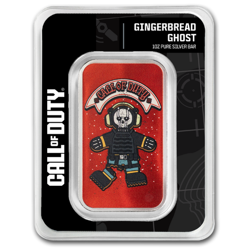 2025 Call of Duty® Gingerbread Ghost 1 oz Colorized Silver Bar in TEP
