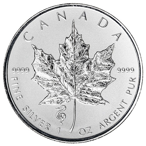 2013 1 oz Canadian Silver Maple Leaf Coin - with Snake Privy Mark