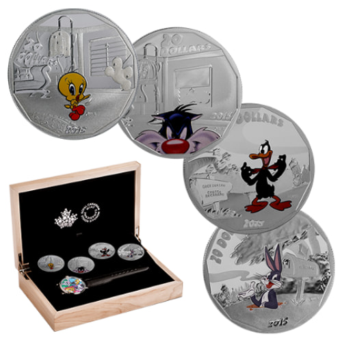 Looney Tunes 4-Coin Silver Collection With Matching Wrist Watch - Collector's Box