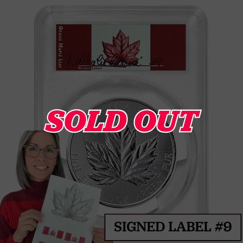 2026 5 oz PCGS Trial Strike Label #9 Canadian Silver Grand Maple Leaf Coin – Artist Signed - Gem BU