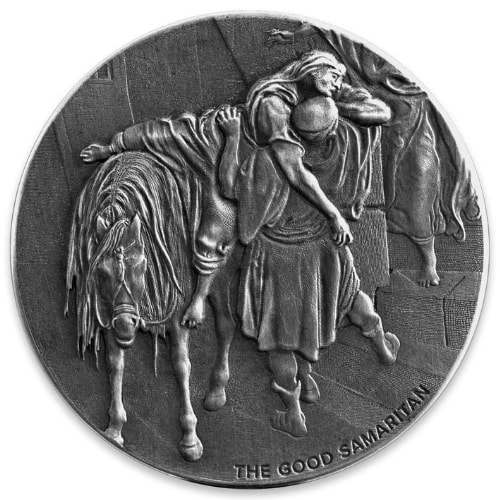 2016 2 oz The Good Samaritan Proof Antique Silver Coin - Biblical Series