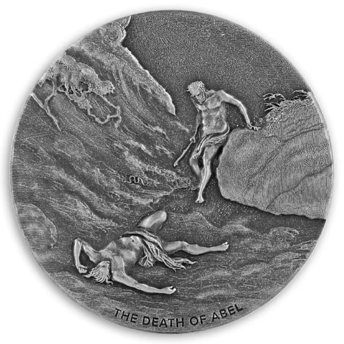2017 2 oz Death of Abel Proof Antique Silver Coin - Biblical Series