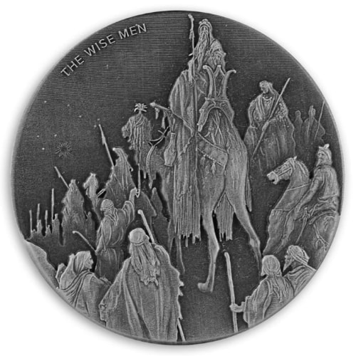 2017 2 oz Wisemen Proof Antique Silver Coin - Biblical Series