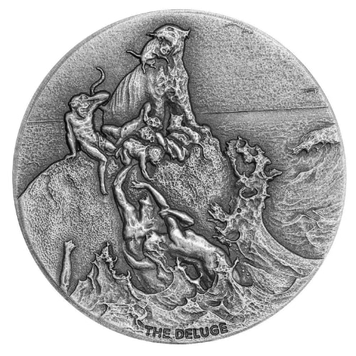 2022 2 oz The Deluge Proof Antique Silver Coin - Biblical Series