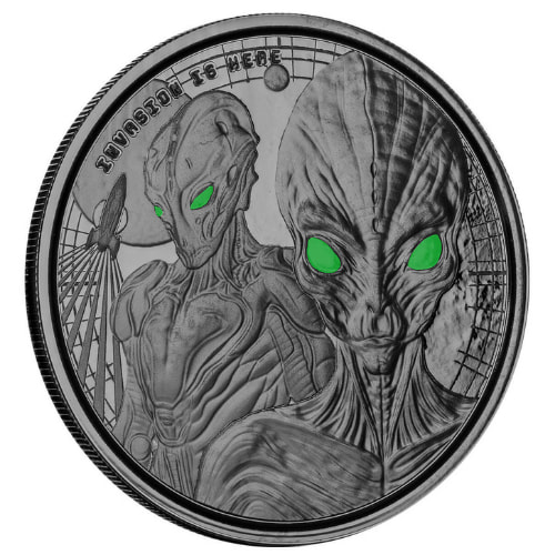 2023 1 oz Invasion is Here Black Rhodium Plated Silver Coin - Alien Series