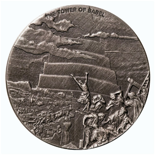2023 2 oz The Tower of Babel Antique Silver Coin - Biblical Series