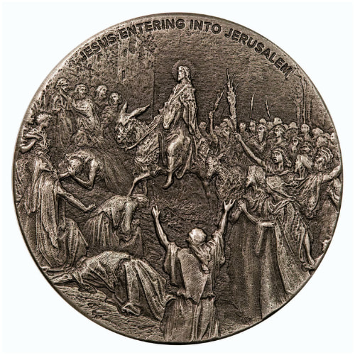 2023 2 oz Jesus Enters Jerusalem Proof Antique Silver Coin - Biblical Series