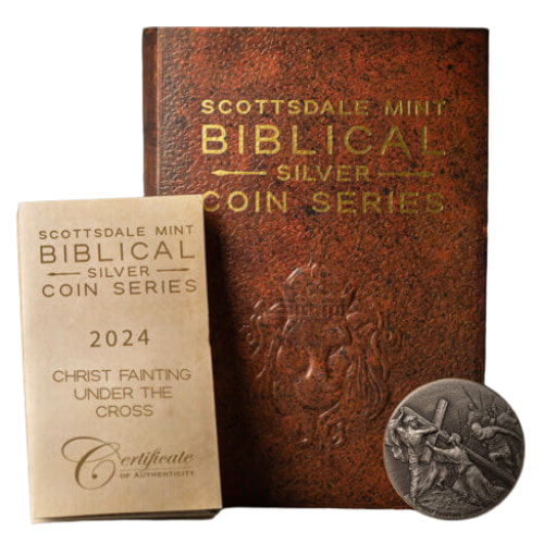 2024 2 oz Christ Fainting Under the Cross Antique Silver Coin - Biblical Series