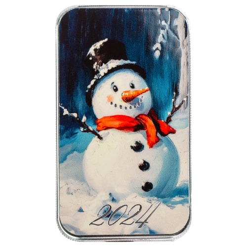 2024 1 oz Icy Snowman Colored Silver Bar