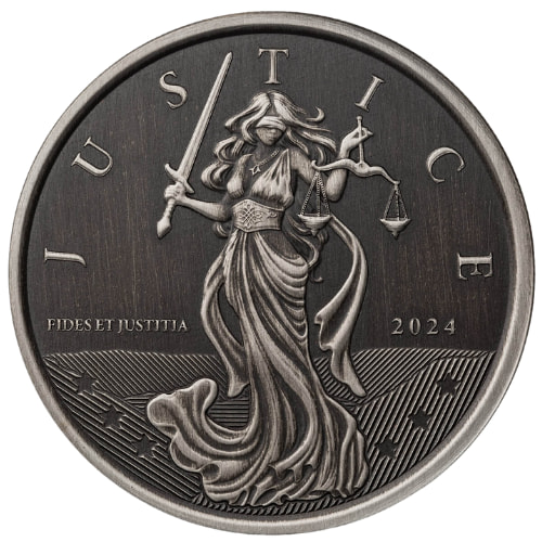 2024 1 oz Lady Justice Antique Silver Coin