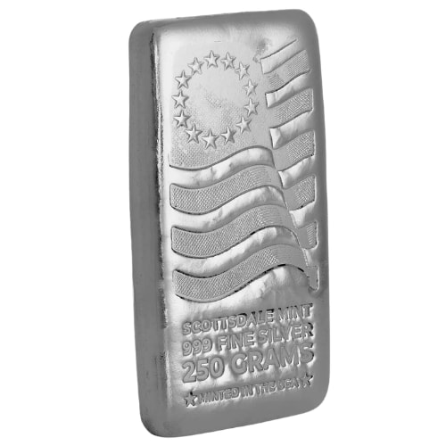 250 Gram 250th Anniversary Betsy Ross Flag Cast Silver Bar
