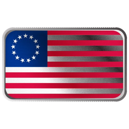 1 oz Betsy Ross Flag Colorized Silver Bar