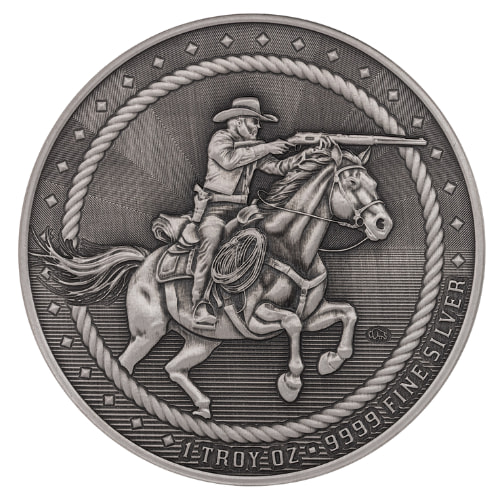 1 oz The Rifleman Antique Silver Round - Cowboy Series
