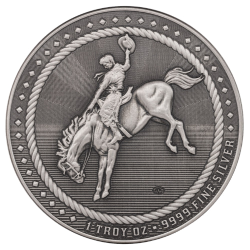 1 oz Scottsdale Mint Cowboy Antique Silver Round