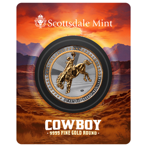 1 oz Cowboy Gilded Silver Round - Cowboy Series