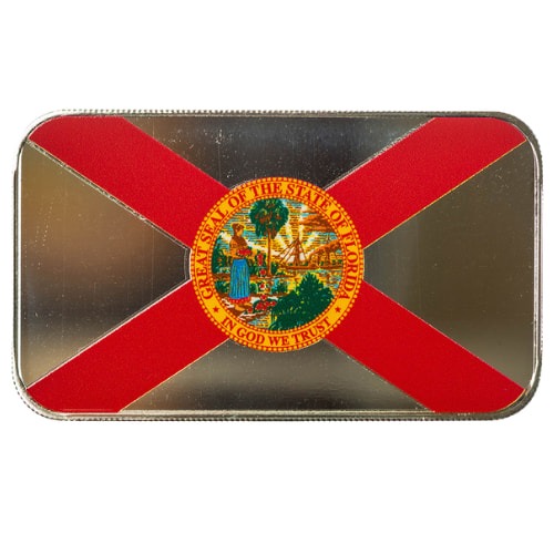 1 oz Florida State Flag Colorized Silver Bar