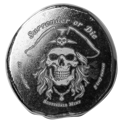 5 oz Pirate Skull Silver Round