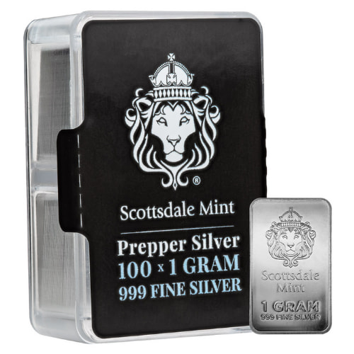 100 x 1 Gram Scottsdale Mint Silver Bars - Silver Prepper Box