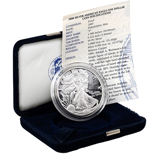 2000-P 1 oz American Silver Eagle Proof Coin w/Box & COA