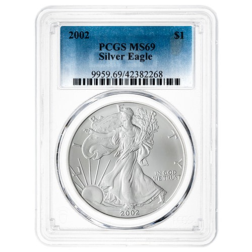 2002 PCGS MS-69 1 oz American Silver Eagle Coin