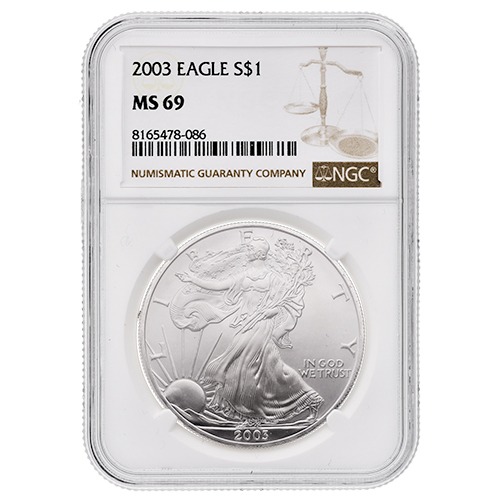 2003 NGC MS-69 American Silver Eagle Coin (Brown Label)
