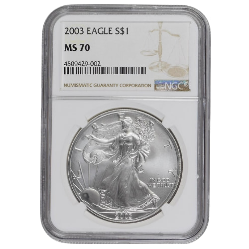 2003 NGC MS-70 American Silver Eagle Coin (Brown Label)