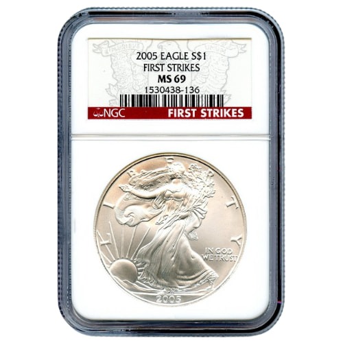 2005 NGC MS-69 First Strike 1 oz American Silver Eagle Coin