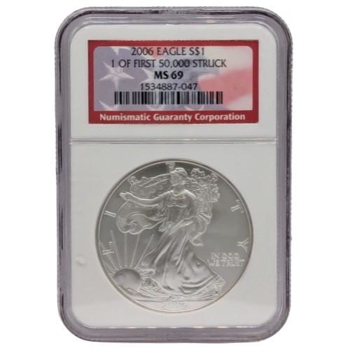 2006 NGC MS-69 First 50,000 Struck 1 oz American Silver Eagle Coin