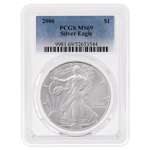 2006 PCGS MS-69 1 oz American Silver Eagle Coin - Standard Label
