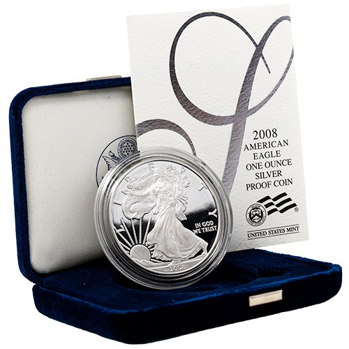2008-W 1 oz American Silver Eagle Proof Coin w/Box & COA