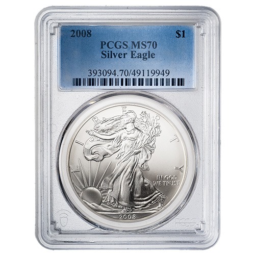 2008 PCGS MS-70 1 oz American Silver Eagle Coin