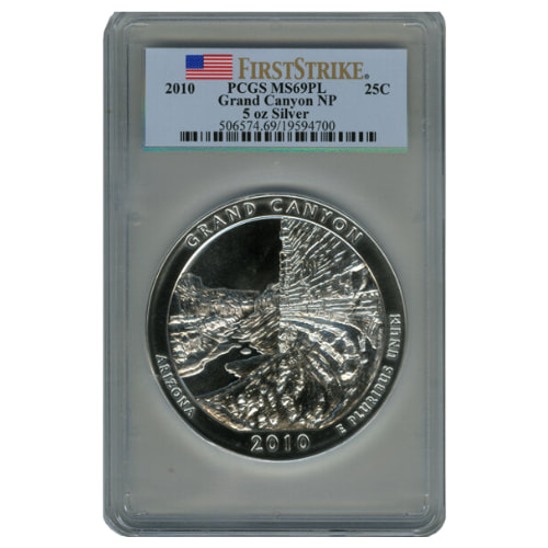 2010 PCGS MS-69 DMPL First Strike 5 oz America the Beautiful Grand Canyon Silver Coin