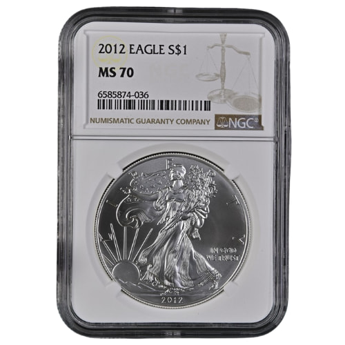 2012 NGC MS-70 1 oz American Silver Eagle Coin - Brown Label