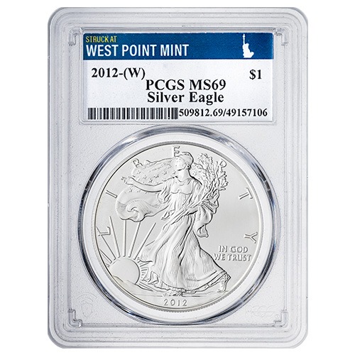 2012-(W) PCGS MS-69 Struck at West Point Mint 1 oz American Silver Eagle Coin