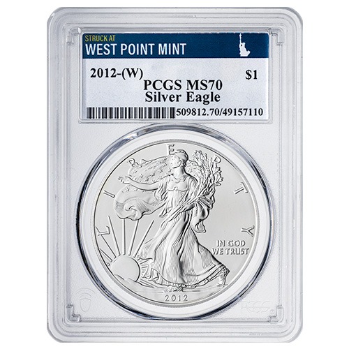 2012-(W) PCGS MS-70 Struck at West Point Mint 1 oz American Silver Eagle Coin