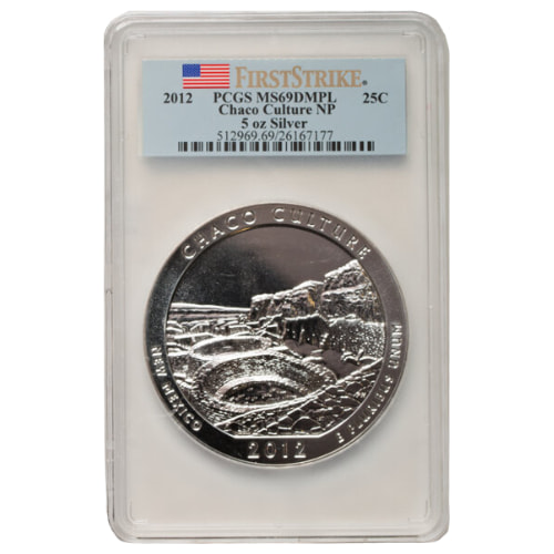 2012 PCGS MS-69 DMPL First Strike 5 oz America The Beautiful Chaco Culture Silver Coin