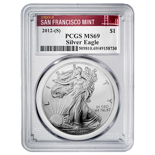 2012-(S) PCGS MS-69 1 oz American Silver Eagle Coin Struck at San Francisco