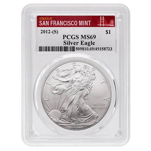 2012-(S) PCGS MS-69 1 oz American Silver Eagle Coin Struck at San Francisco