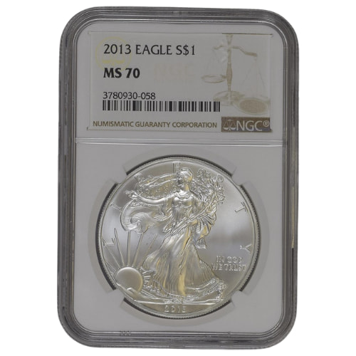 2013 NGC MS-70 1 oz American Silver Eagle Coin - Brown Label