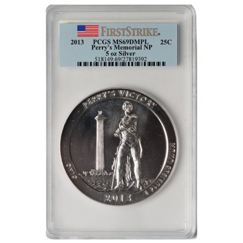 2013 PCGS MS-69 DMPL First Strike 5 oz America The Beautiful Perry’s Victory and International Peace Memorial Silver Coin